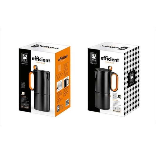 Caffettiera Moka BRA Efficient A170413 4 Tazze Acciaio Inox Induzione