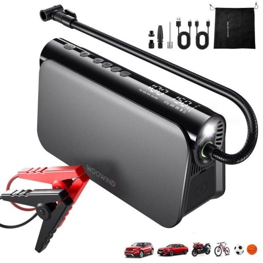 Arrancador de Batería Woowind Bora Plus 3 en 1 Negro