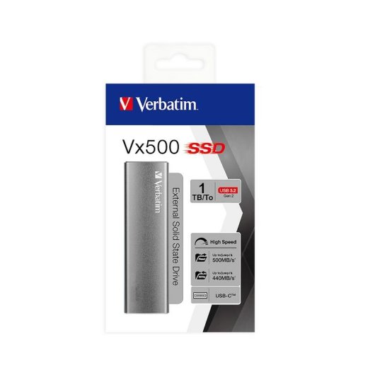 Disco Duro externo Verbatim 1TB USB Tipo C 3.2 Gen 2 Vx500 aluminio
