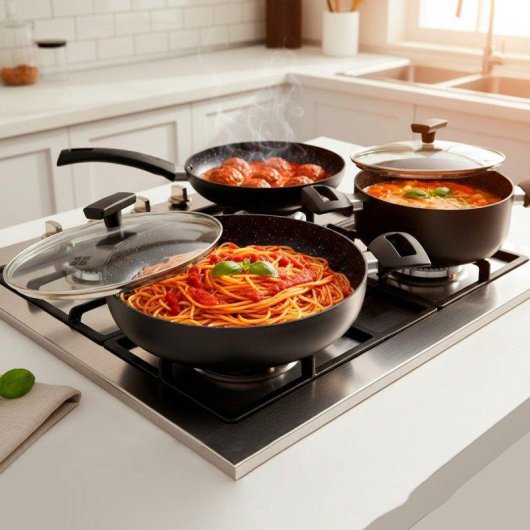 Conjunto de Cozinha Klack 5 Peças Alumínio Antiaderente com Tampas