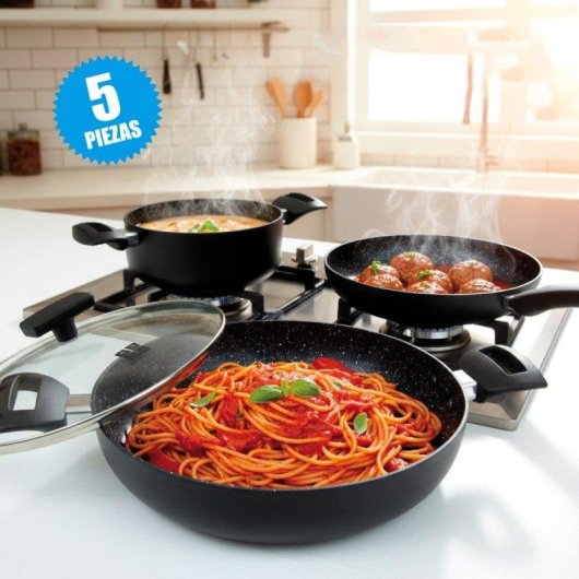 Conjunto de Cozinha Klack 5 Peças Alumínio Antiaderente com Tampas