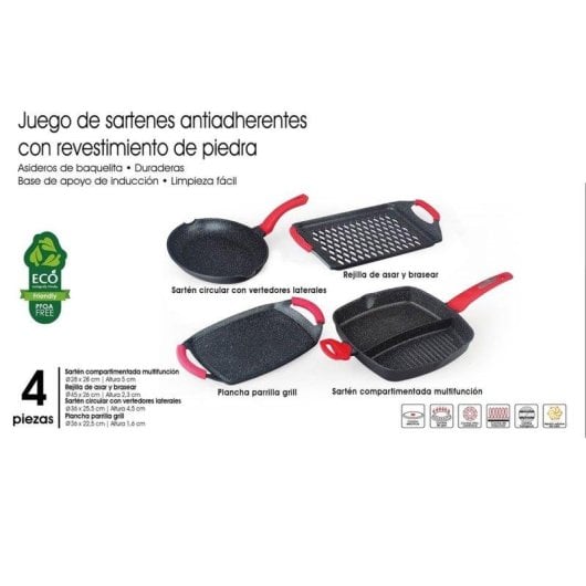 Jogo de frigideiras Klack 4 peças com revestimento pedra antiaderente