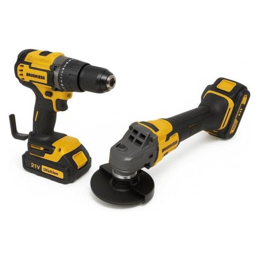 Set Profesional Klack 21V Brushless Taladro Percutor y Amoladora Angular
