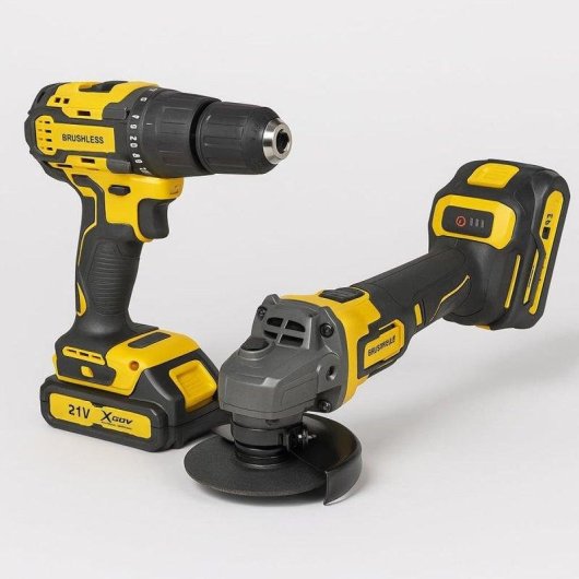 Set Profesional Klack 21V Brushless Taladro Percutor y Amoladora Angular
