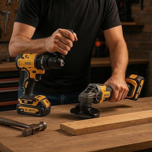 Set Profesional Klack 21V Brushless Taladro Percutor y Amoladora Angular
