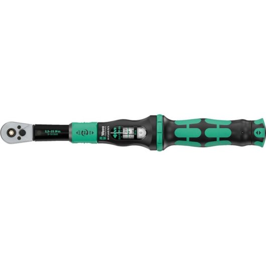 Chave dinamométrica de clique Wera 2,5 - 25 Nm mecânica preta e verde