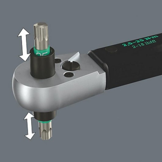 Chave dinamométrica de clique Wera 2,5 - 25 Nm mecânica preta e verde