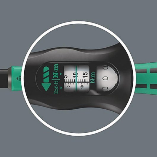 Chave dinamométrica de clique Wera 2,5 - 25 Nm mecânica preta e verde