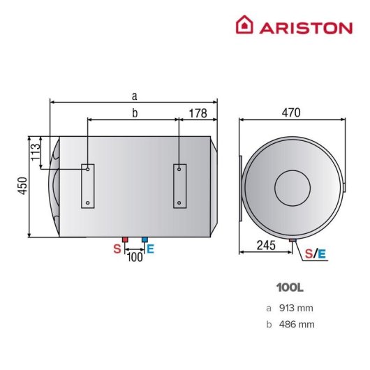 Termo eléctrico Ariston PRO1 ECO H 100 L Horizontal 1500 W