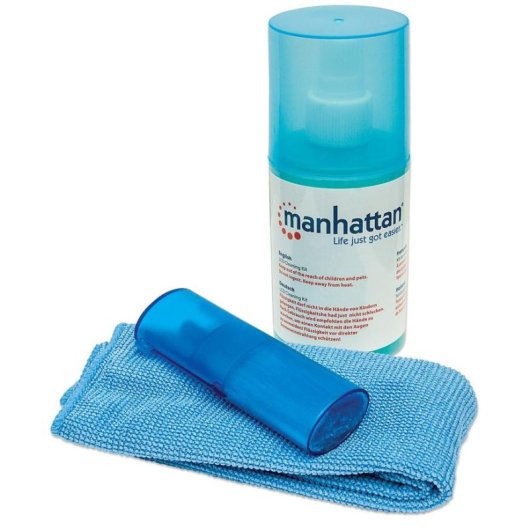 Kit de limpieza Manhattan para pantallas LCD, líquido y paños de microfibra 200 ml