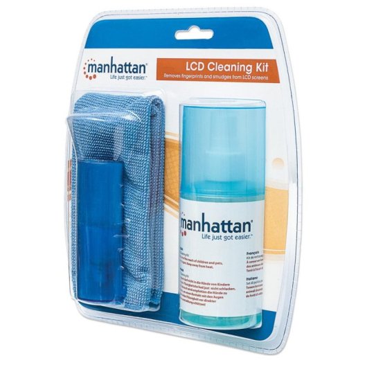 Kit de limpieza Manhattan para pantallas LCD, líquido y paños de microfibra 200 ml