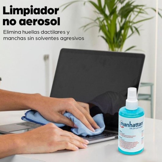 Kit de limpieza Manhattan para pantallas LCD, líquido y paños de microfibra 200 ml
