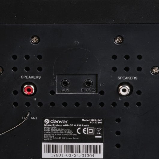 Microset Denver MCA-240 40W RMS FM Radio Afstandsbediening Zwart