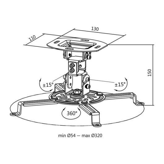 Suporte para projetor LogiLink BP0057 Teto 13,5 kg Branco Alumínio Aço