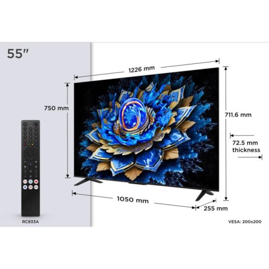 TV TCL LED T69C 55T69C 55" 4K UltraHD 60Hz Smart TV Google TV Dolby Vision HDR10+ Game Master