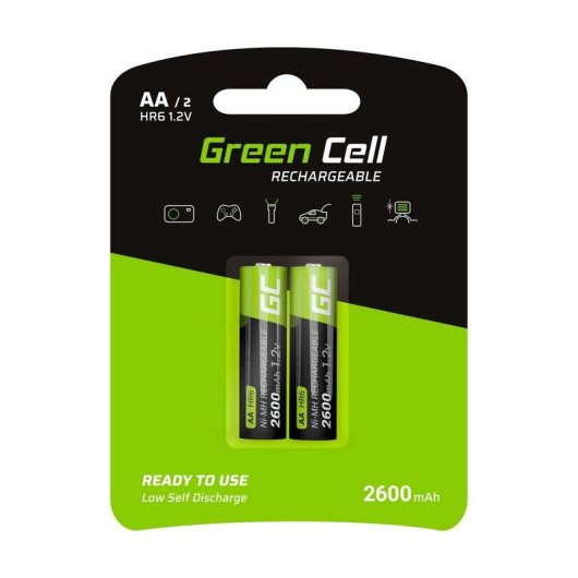 Pila Green Cell GR05 Recargable AA NiMH 1,2 V 2600 mAh 2 piezas