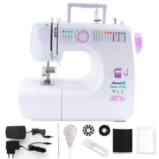 Macchina da cucire Łucznik LENA 2019 Semiautomatica Rosa e Bianco