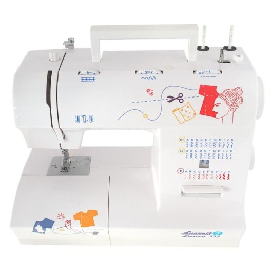 Máquina de costura Łucznik LAURA 555 Semiautomática Vermelha Branca