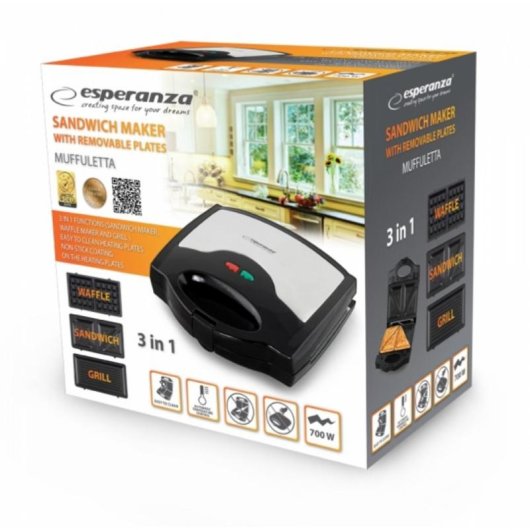Sandwichera Esperanza EKT005 700W 2 panini Nero/Grigio