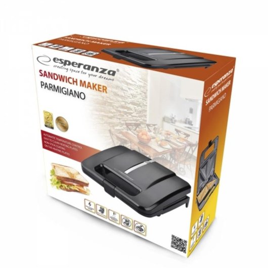 Sandwichera Esperanza PARMIGIANO Nero 1000 W 4 panini