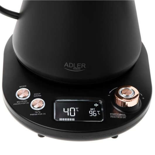 Tetera elettrica Adler AD 1349 1 L 1100 W Nero Oro