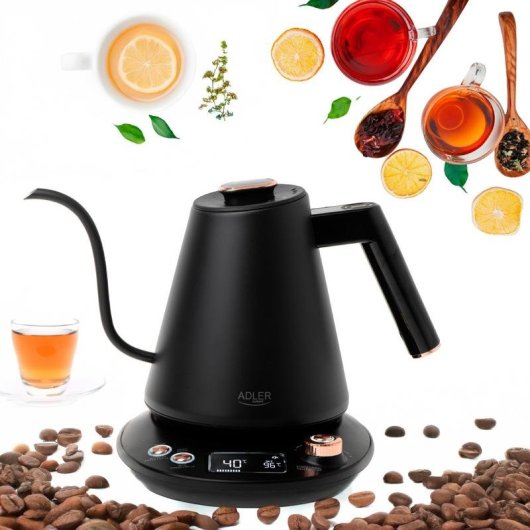 Tetera elettrica Adler AD 1349 1 L 1100 W Nero Oro
