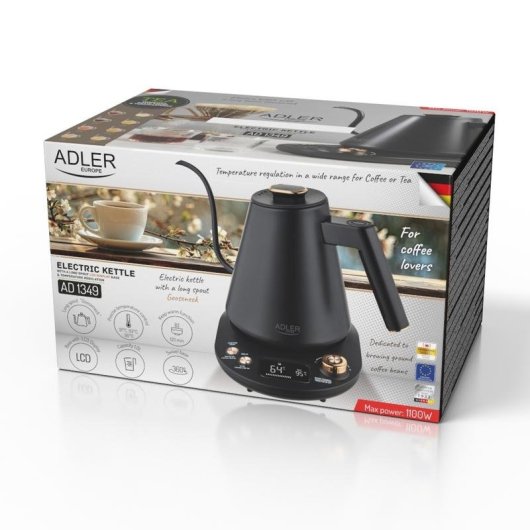 Tetera elettrica Adler AD 1349 1 L 1100 W Nero Oro