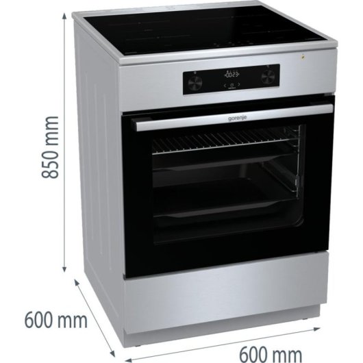 Cocina independiente Gorenje GEIT6C60XPG Inducción 4 zonas Horno 71 L Acero inoxidable