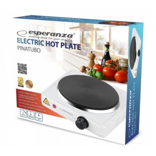 Placa de encimera eléctrica Esperanza EKH002W 1 zona 1500W Branco