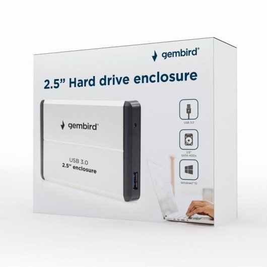 Caixa PC Gembird EE2-U3S-2-S 2,5'' Alumínio Prateado USB 3.2 Gen 1 SATA