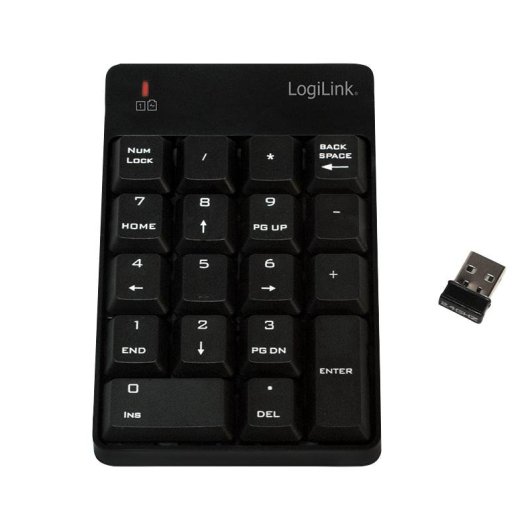 Clavier LogiLink ID0120 portable sans fil 18 touches noir 2,4 GHz RF