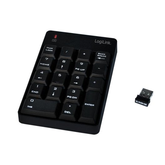 Clavier LogiLink ID0120 portable sans fil 18 touches noir 2,4 GHz RF