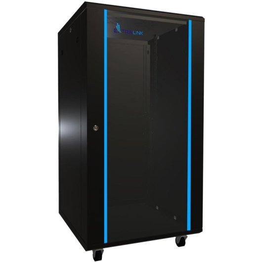 Rackschrank Extralink 22U 600x600 Schwarz auf Füßen