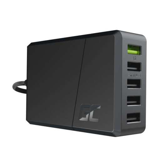 Cargador Green Cell CHARGC05 Interior 5 Puertos USB 2.0 52W Quick Charge 3.0 Negro