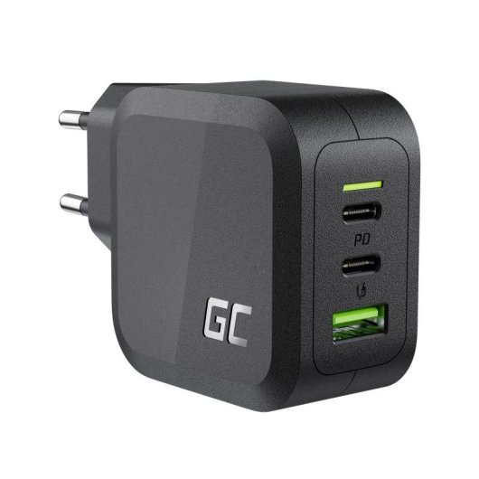 Cargador Green Cell CHARGC08 Interior 65W USB-C Power Delivery Quick Charge 3.0 Negro