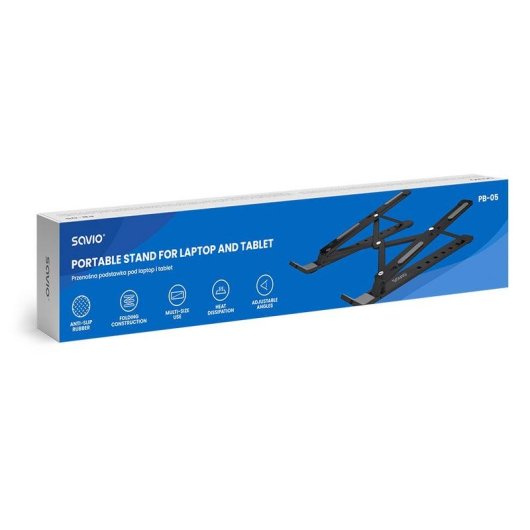 Savio PB-05 Soporte portátil para portátil y tablet Mesa 0°-40° Ajustable hasta 18" Máx 245g