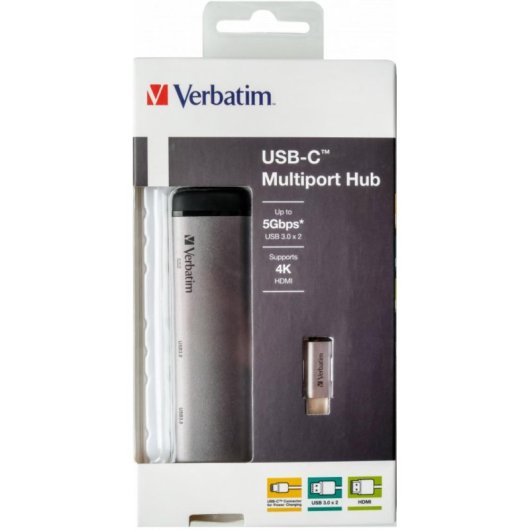 Hub USB-C Multipuerto Verbatim 49140 HDMI 4K USB 3.0