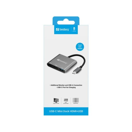 Adattatore grafico USB-C Sandberg Mini Dock HDMI+USB