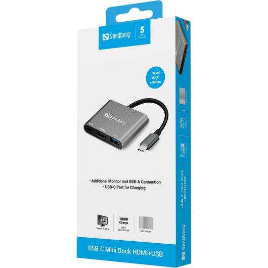 Adattatore grafico USB-C Sandberg Mini Dock HDMI+USB