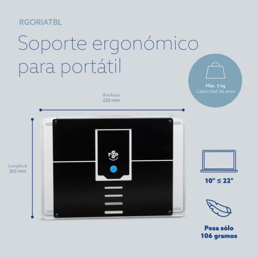 R-GO Tools R-Go Riser Attachable Soporte portátil ajustable 10 a 22" Máx 5Kg