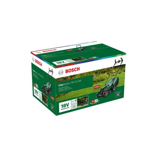 Cortacésped manual Bosch City Mower 18V-32, 300 m², 32 cm, batería 18V 4Ah