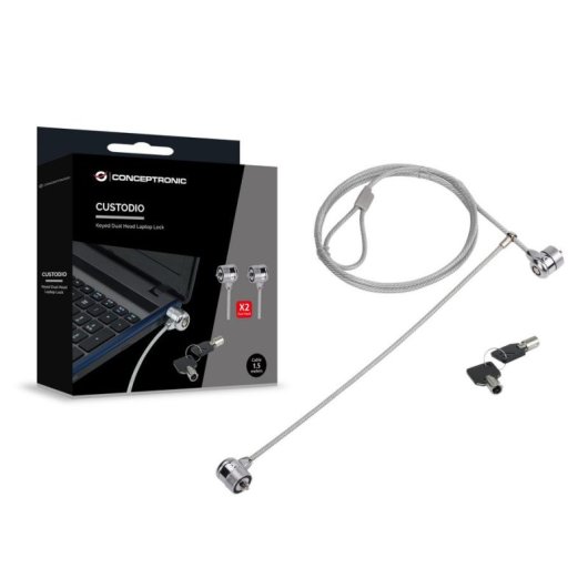 Cable antirrobo Conceptronic CNBSLOCK15T 1,5 m 2 llaves Plata