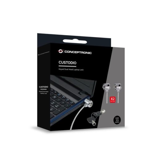 Cable antirrobo Conceptronic CNBSLOCK15T 1,5 m 2 llaves Plata
