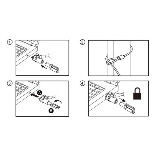 Cable antivol LogiLink NBS013 1,8 m Clé Noir Argent