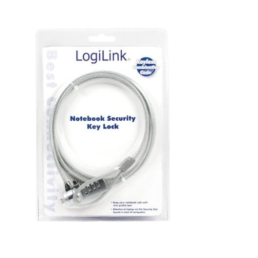 Câble antivol pour ordinateur portable LogiLink avec combinaison 1,5 m