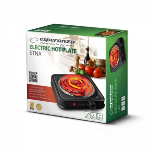 Placa de Cocina Esperanza EKH012K Encimera 1 Zona 21 cm Negro