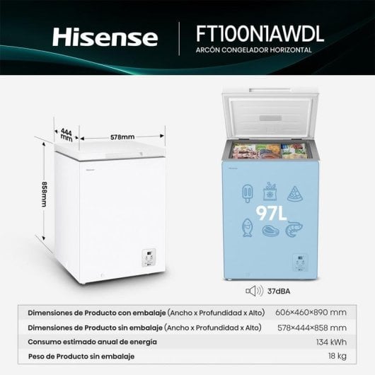 Congelador Hisense FT100N1AWDL 92L Convertible Clase D