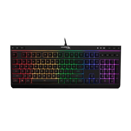 Teclado HyperX Alloy Core RGB membrana completo con iluminación RGB y resistente a salpicaduras
