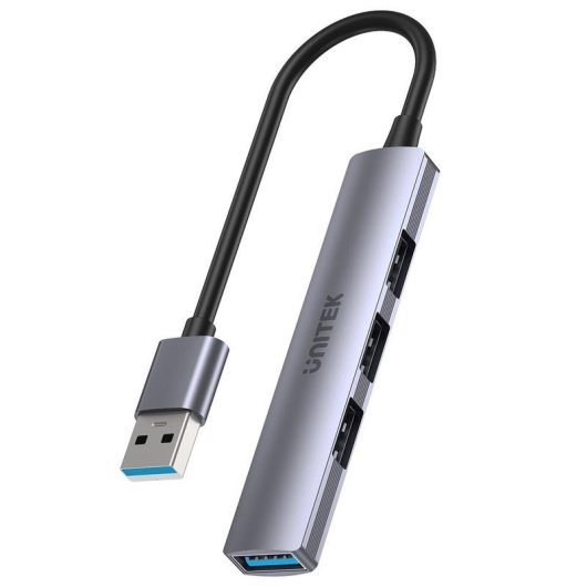 Hub Unitek 4 porte 5000 Mbit/s USB 3.2 Gen 1 H1208A alluminio grigio