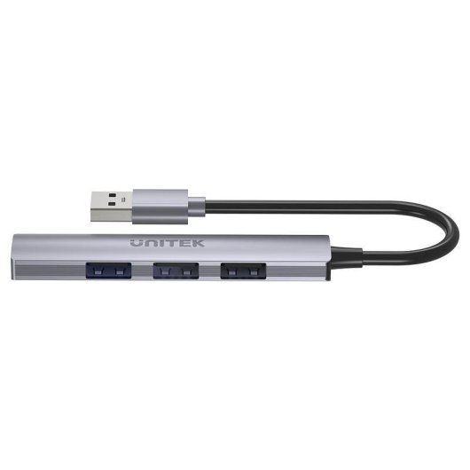 Hub Unitek 4 porte 5000 Mbit/s USB 3.2 Gen 1 H1208A alluminio grigio